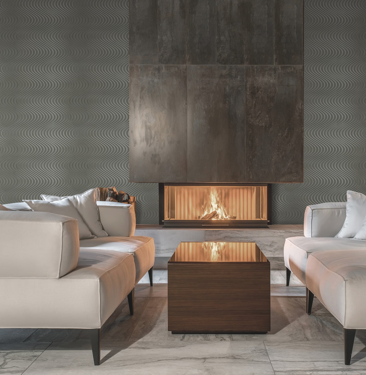 York 83652 Ocean Swell Charcoal & Grey Wallpaper