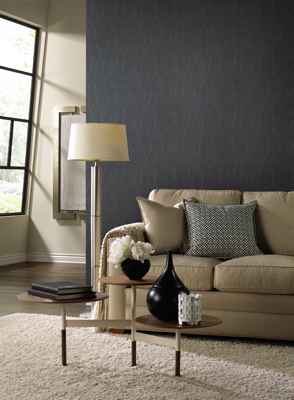 York 83656 Upstream Charcoal Wallpaper