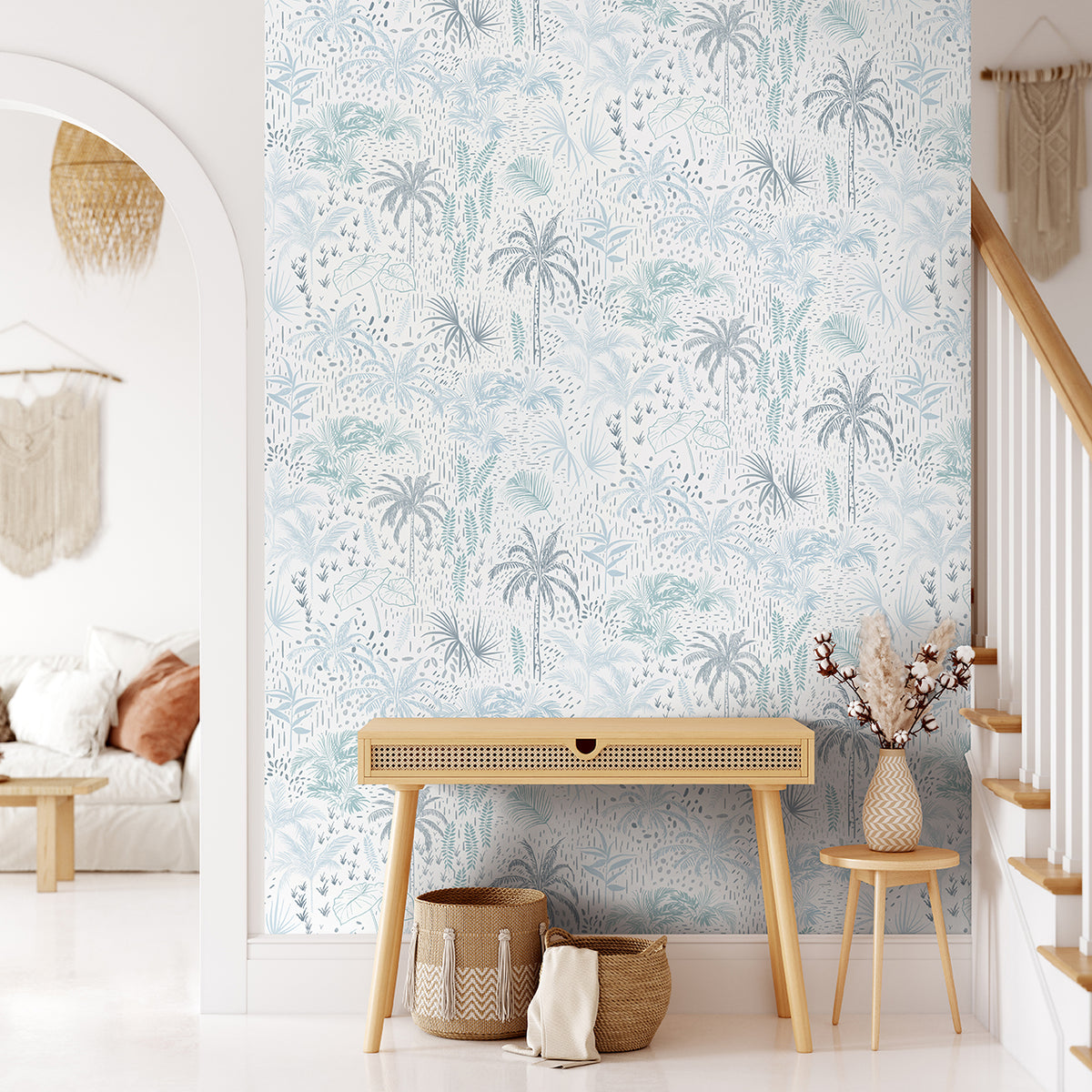 Veer Decor Etched Tropic Blue Peel and Stick Wallpaper 8375-