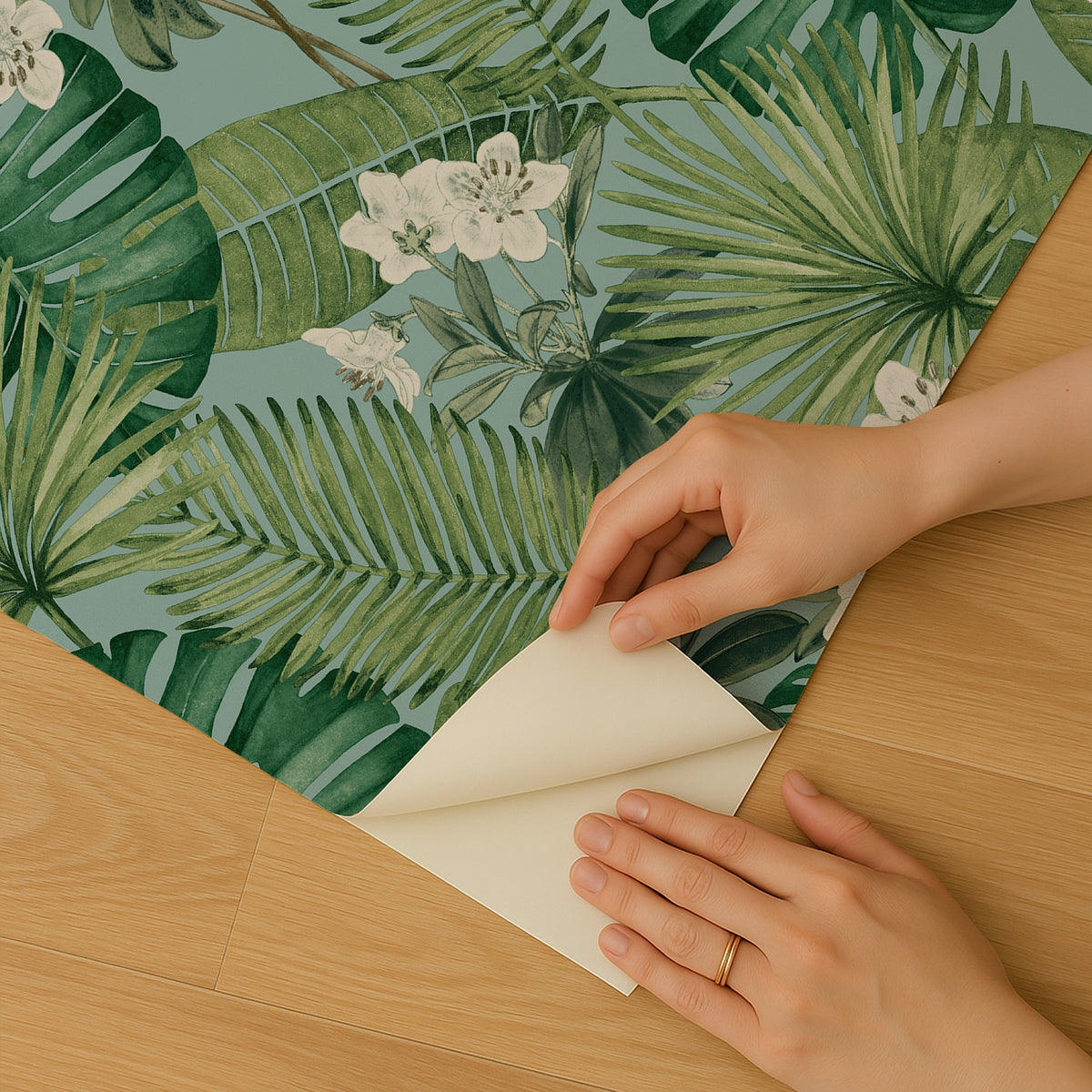 Veer Decor Island Eden Blue Peel & Stick Wallpaper 8375-AD1