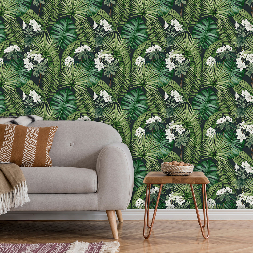 Veer Decor Island Eden Black Peel & Stick Wallpaper 8375-AD2