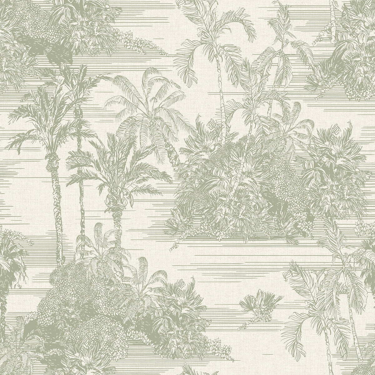 Veer Decor Tropic Archive Toile Sage Peel & Stick Wallpaper