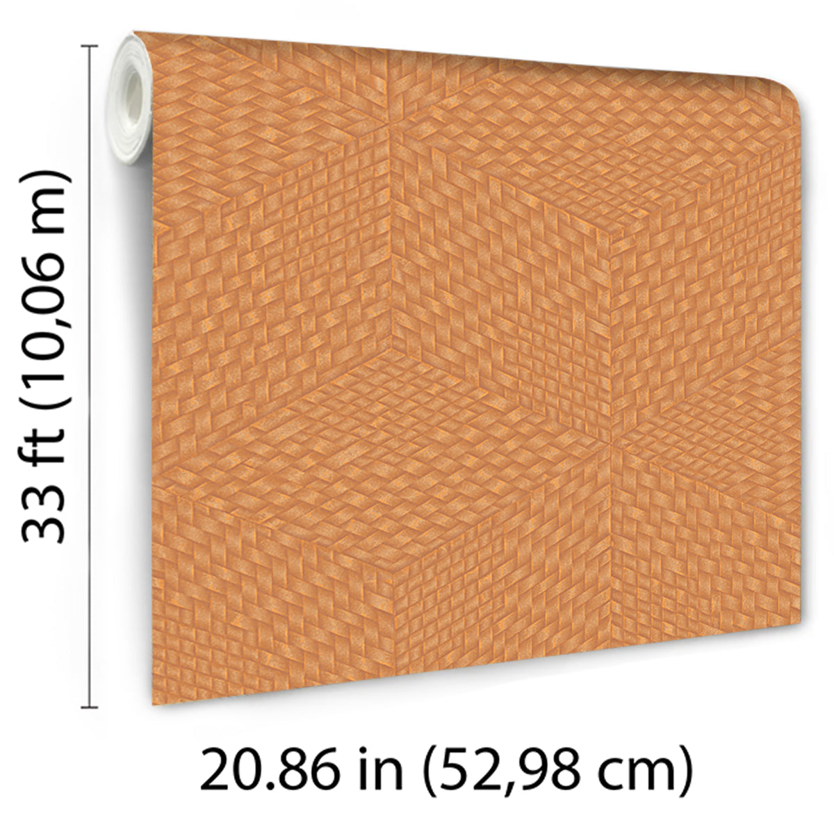 Veer Decor Wicker Cube Orange Wallpaper 8385-AE7