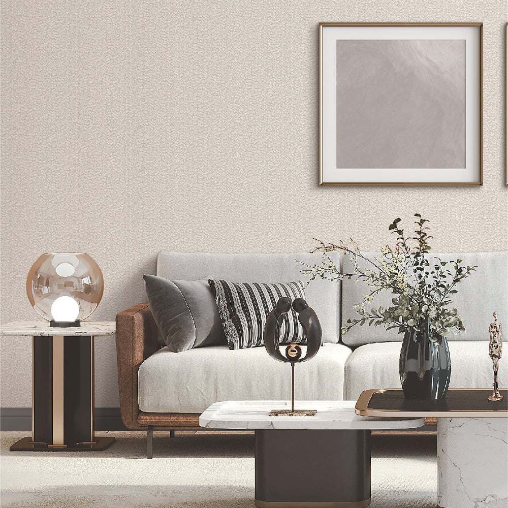 Veer Decor Textured Weave Plain Beige Wallpaper 8385-AF2