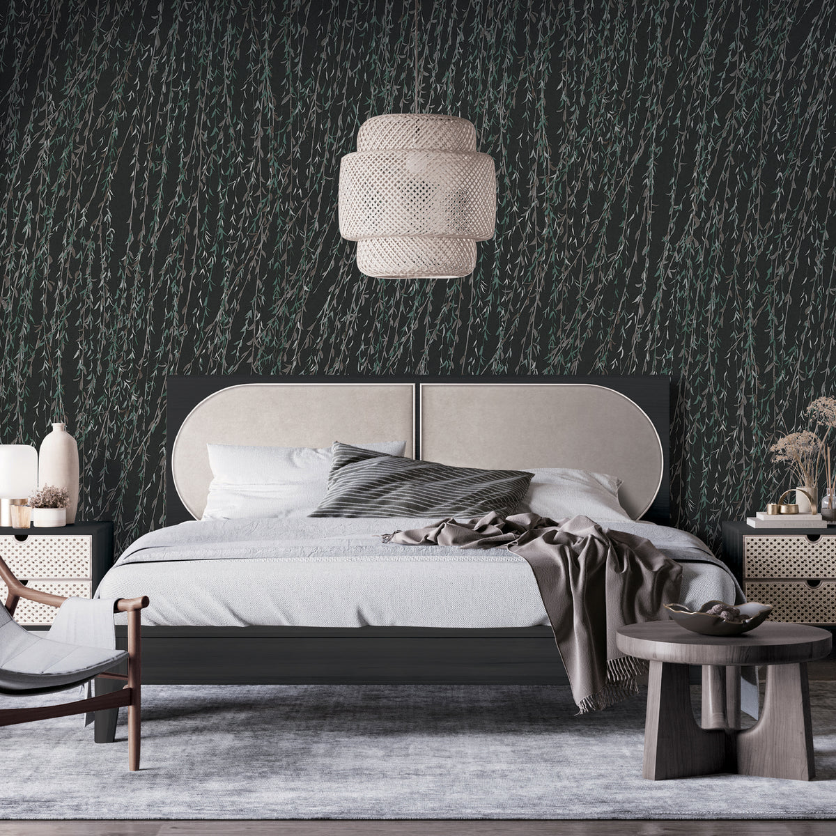 Veer Decor Willow Streamside Black Wallpaper 8386-AB6