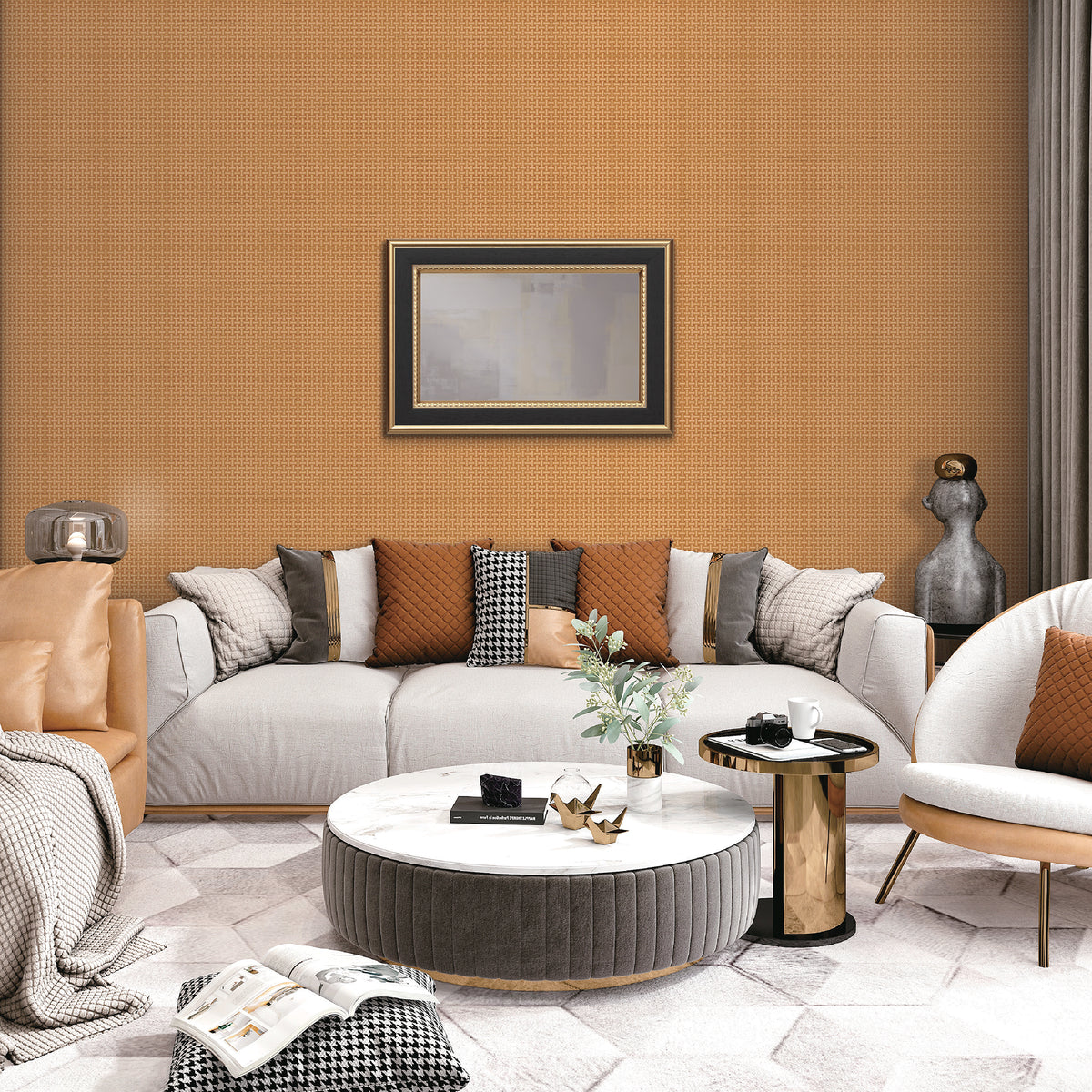 Veer Decor Cane Lattice Orange Wallpaper 8386-AC3