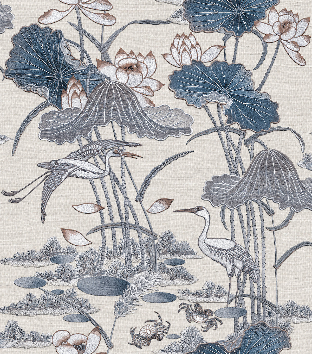 Veer Decor Lotus Pond Tapestry Blue Wallpaper 8386-AD2