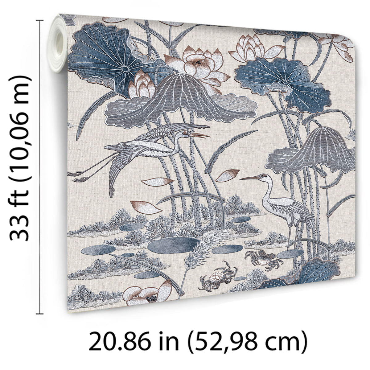 Veer Decor Lotus Pond Tapestry Blue Wallpaper 8386-AD2