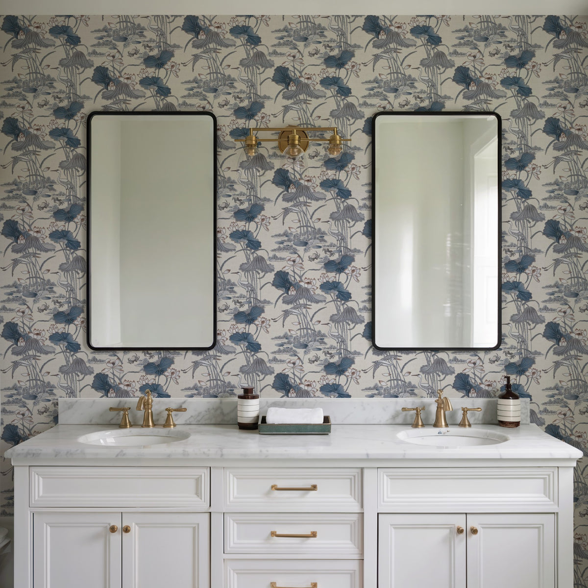 Veer Decor Lotus Pond Tapestry Blue Wallpaper 8386-AD2