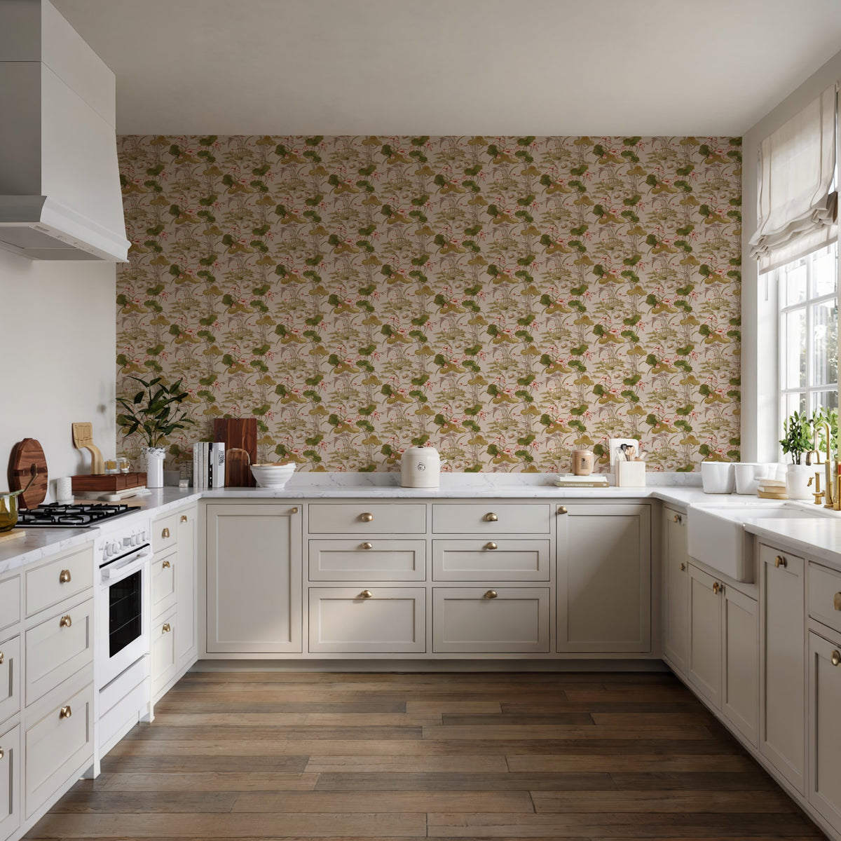 Veer Decor Lotus Pond Tapestry Beige Wallpaper 8386-AD3
