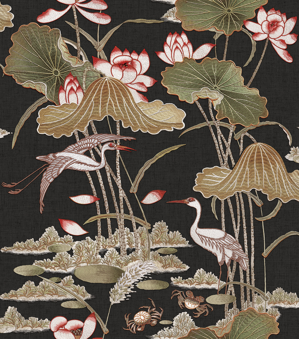 Veer Decor Lotus Pond Tapestry Black Wallpaper 8386-AD6