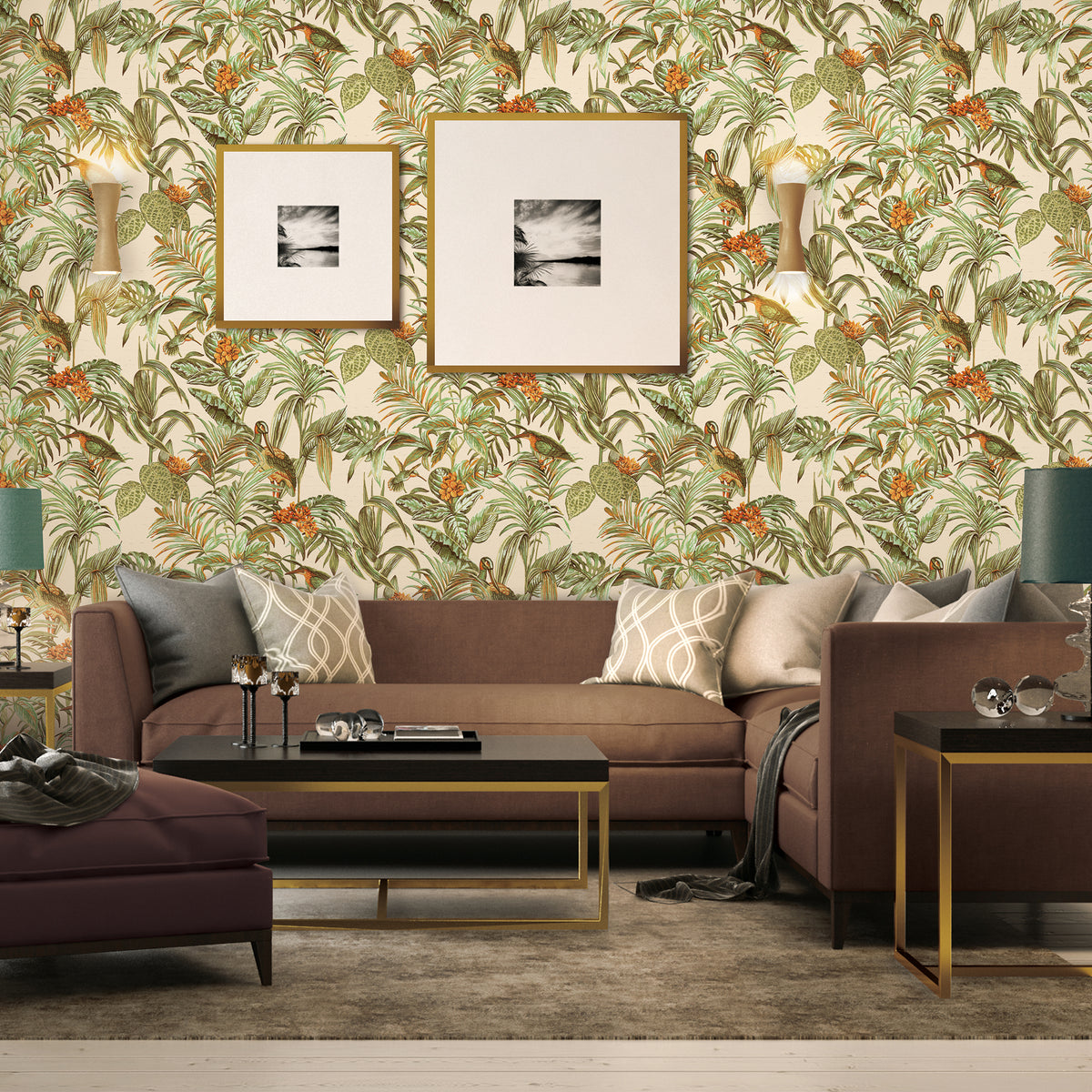 Veer Decor Bird of Paradise Green & Beige 8387-AA2
