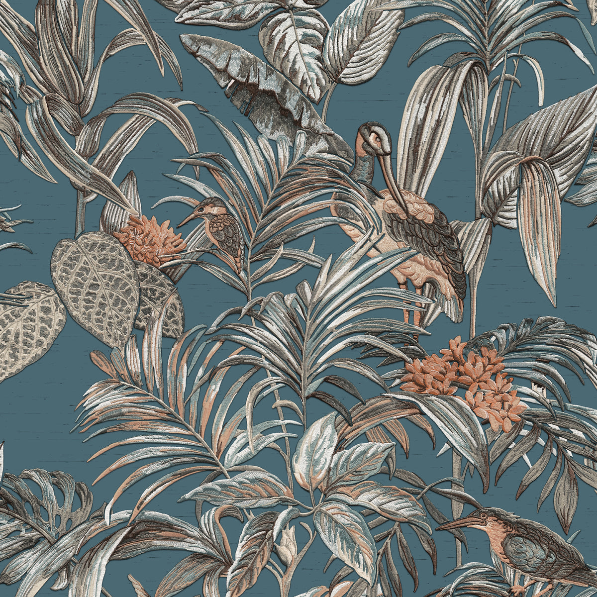 Veer Decor Bird of Paradise Blue Wallpaper 8387-AA4