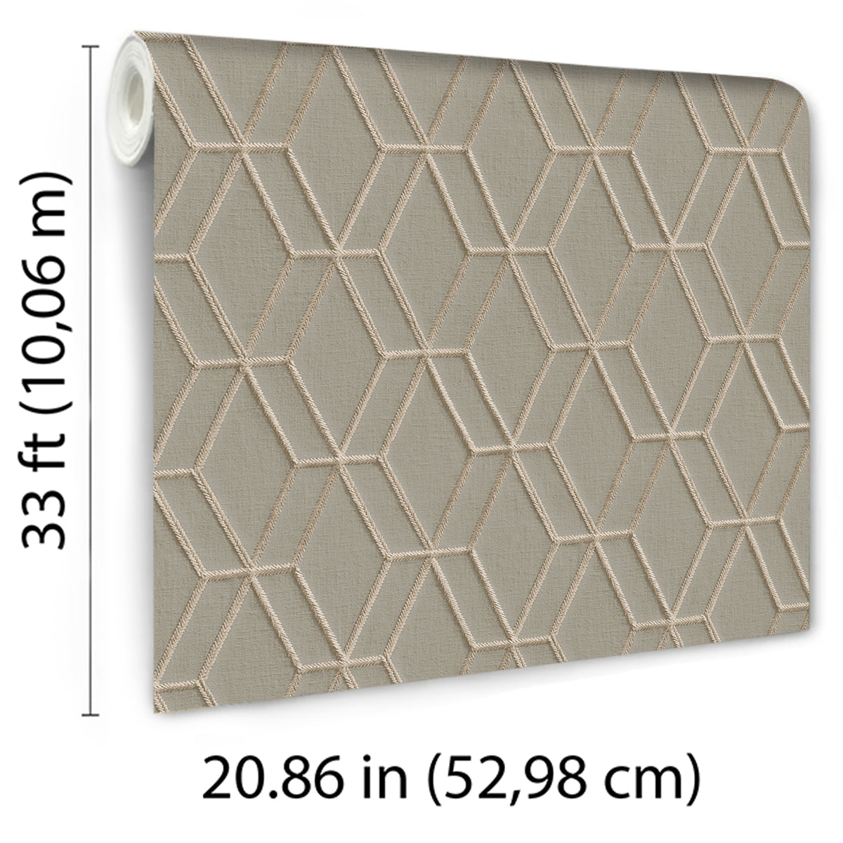 Veer Decor Embroidery Stich Diamond Taupe Wallpaper 8387-AB2