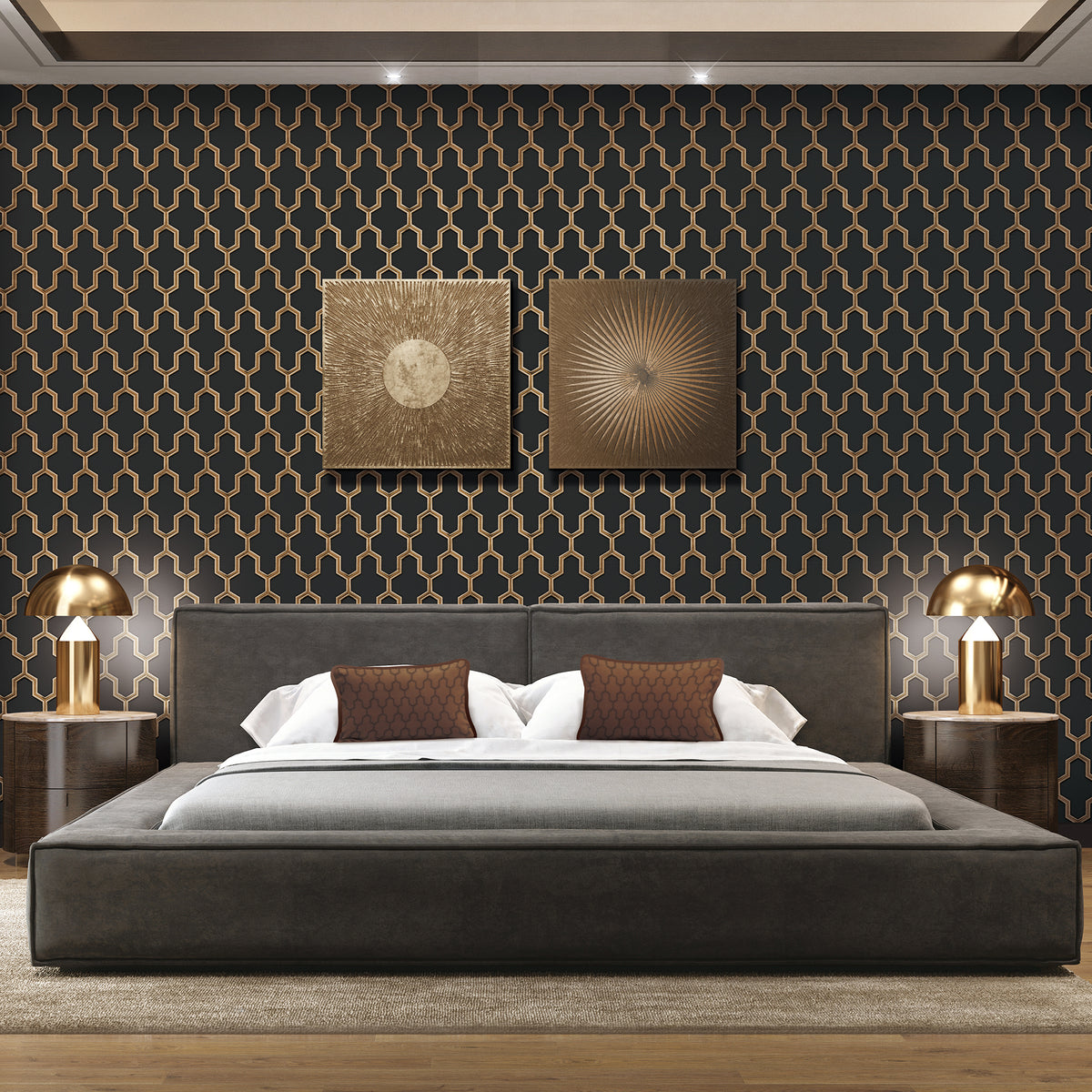 Veer Decor Geometric Silk Black Wallpaper 8387-AG2