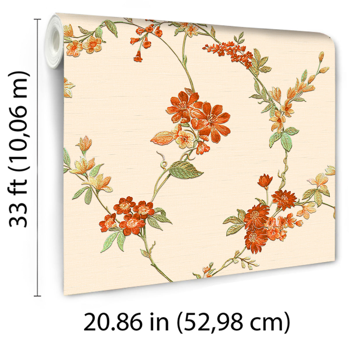 Veer Decor Flower Trail Tapestry Orange Wallpaper 8387-AI1