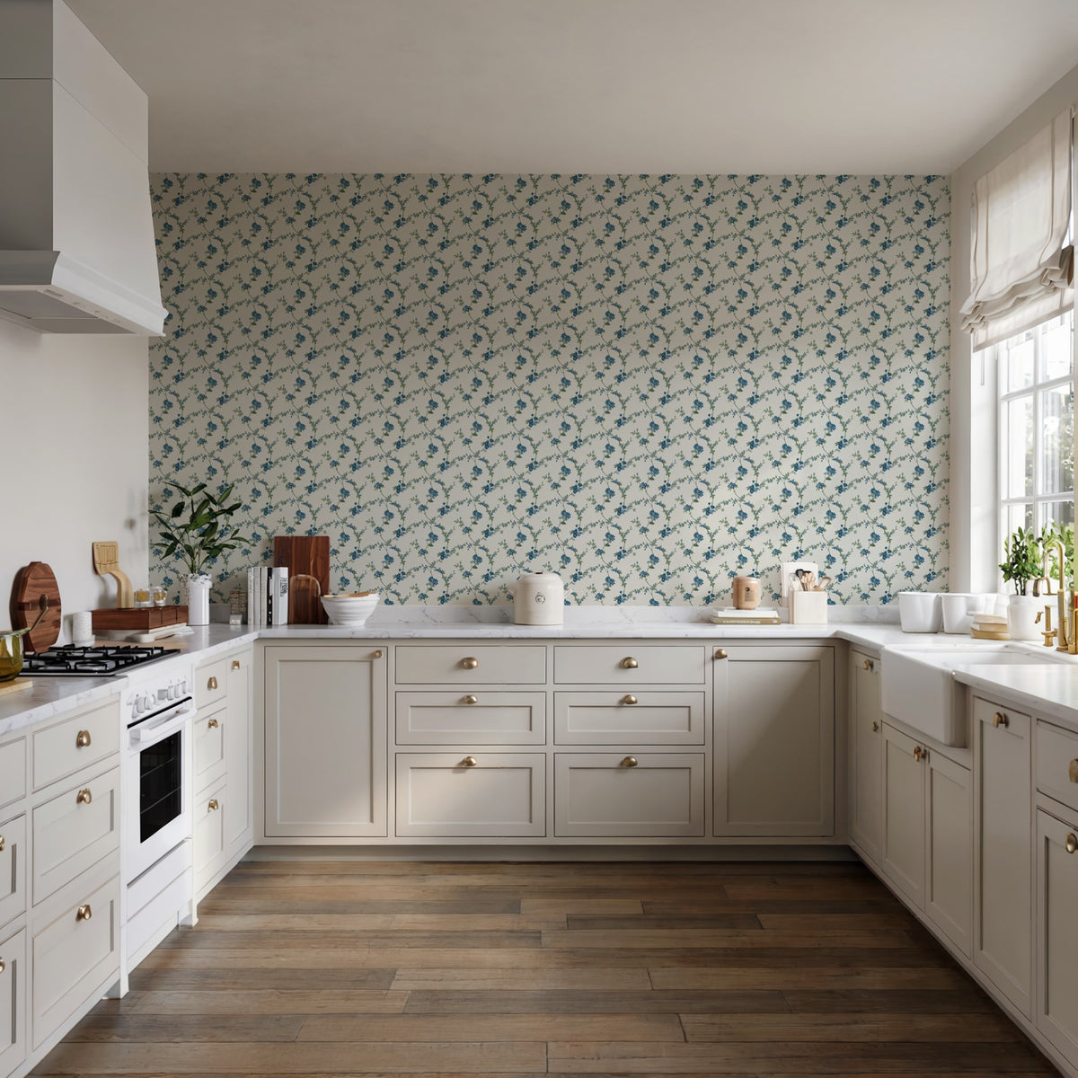 Veer Decor Flower Trail Tapestry Blue Wallpaper 8387-AI2