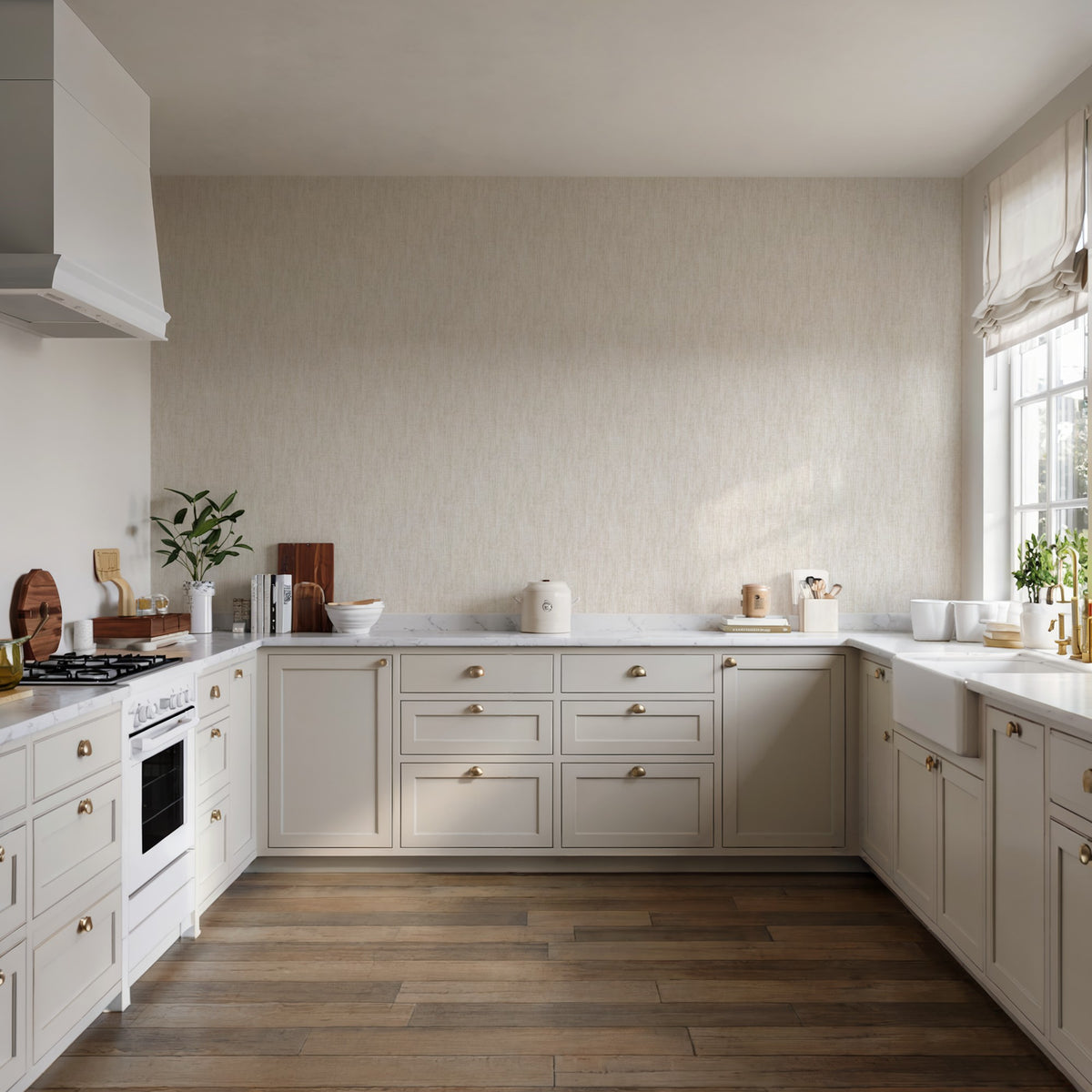 Veer Decor Washed Linen Weave White Wallpaper 8388-AB1