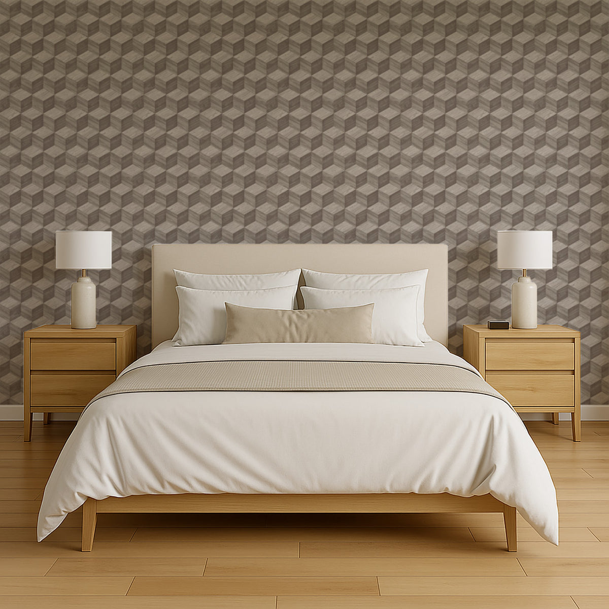 Veer Decor Woodgrain Grid Taupe Wallpaper 8388-AI2