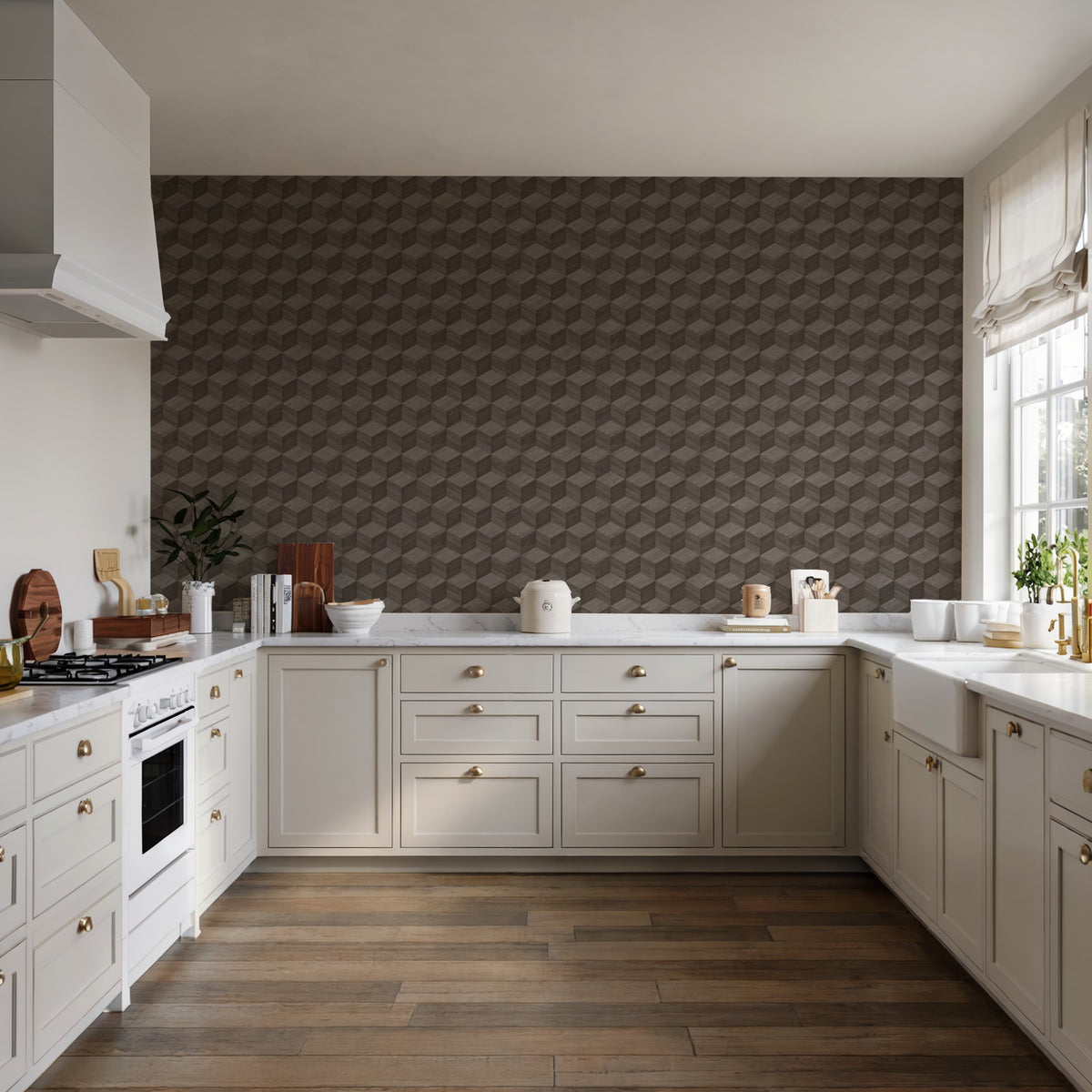 Veer Decor Woodgrain Grid Grey Wallpaper 8388-AI3