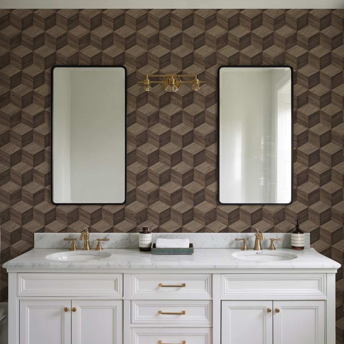 Veer Decor Woodgrain Grid Brown Wallpaper 8388-AI4