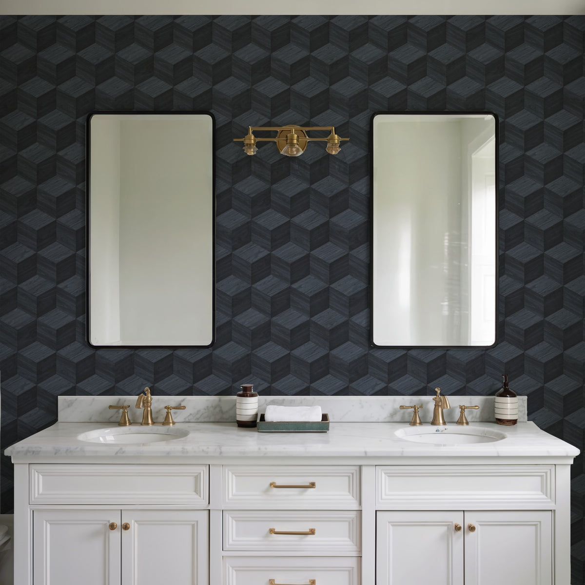 Veer Decor Woodgrain Grid Blue Wallpaper 8388-AI5