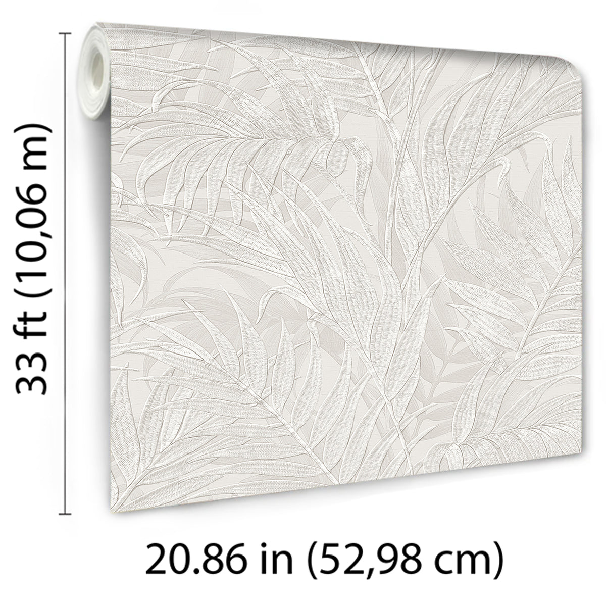 Veer Decor Embroidered Palm Silver Wallpaper 8389-AA1