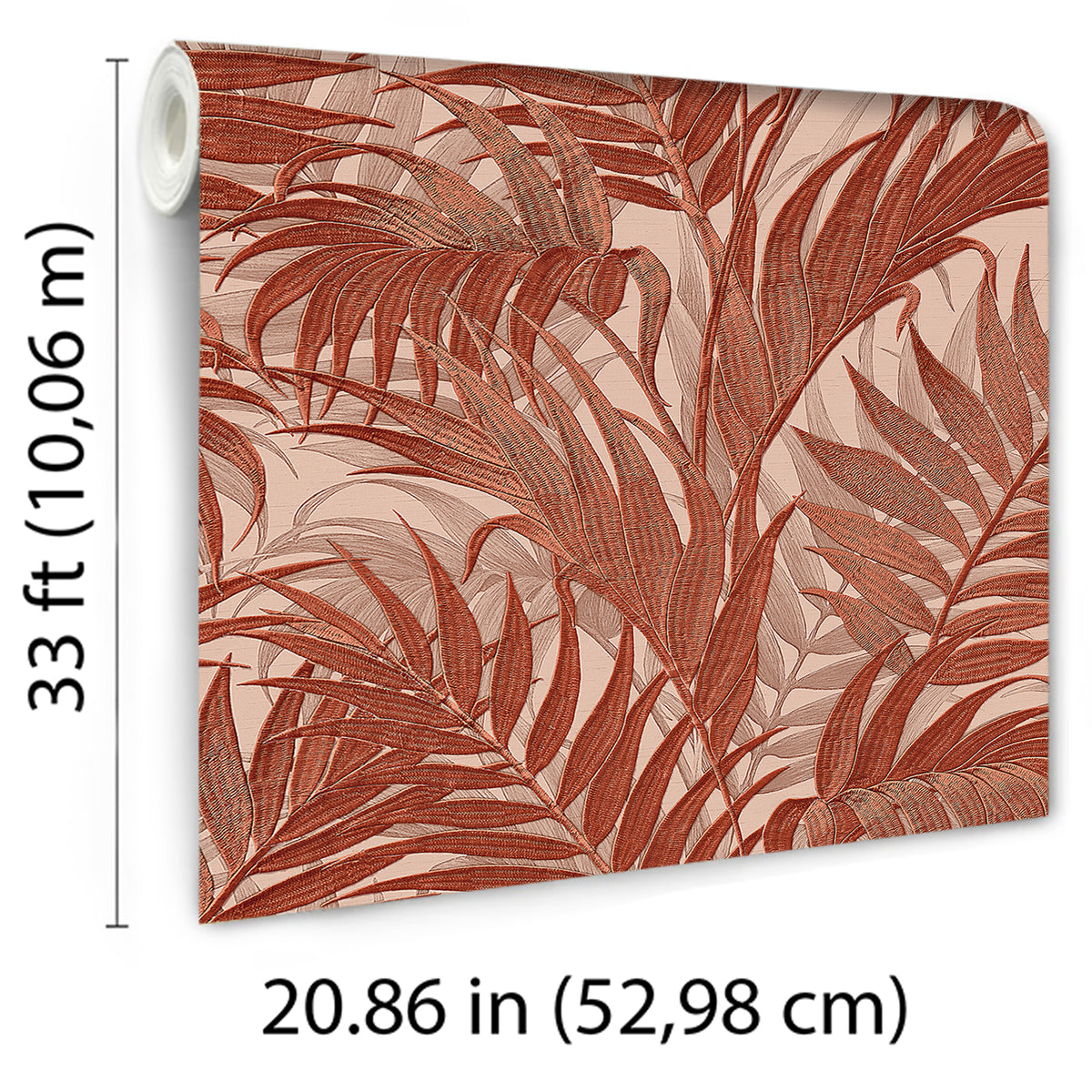 Veer Decor Embroidered Palm Red Wallpaper 8389-AA7