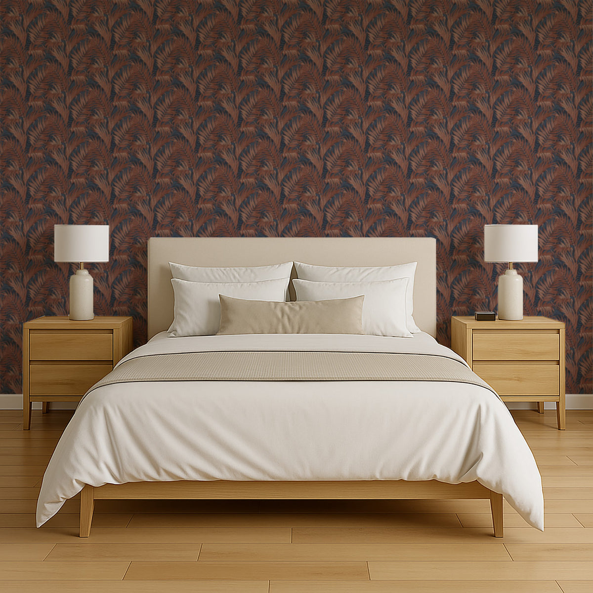 Veer Decor Embroidered Palm Navy Wallpaper 8389-AA9