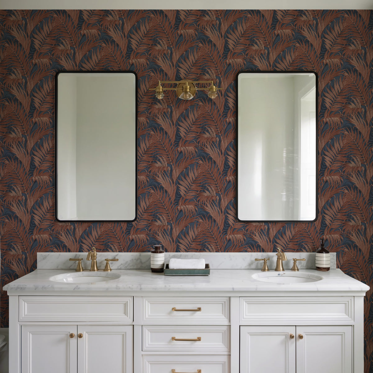 Veer Decor Embroidered Palm Navy Wallpaper 8389-AA9