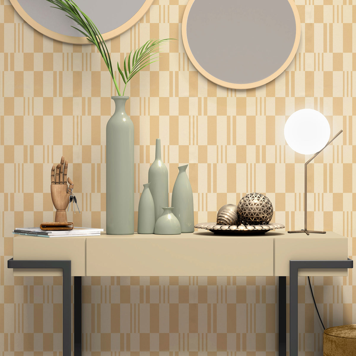 Veer Decor Sun Geo Stripe Orange Wallpaper 8411-VRTR-AD2