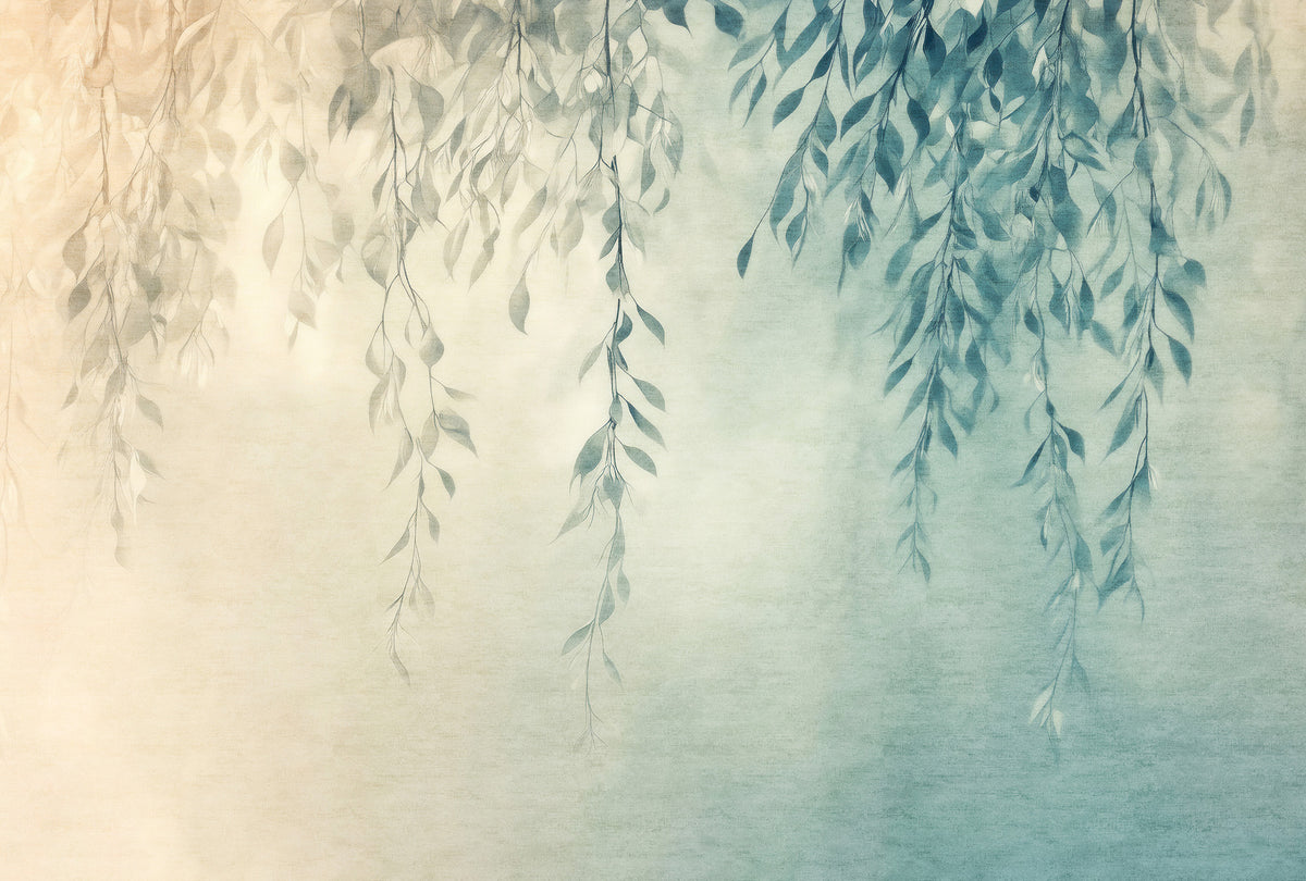 Veer Decor Silent Leaves Teal Wall Mural 8412-VRAED-AF