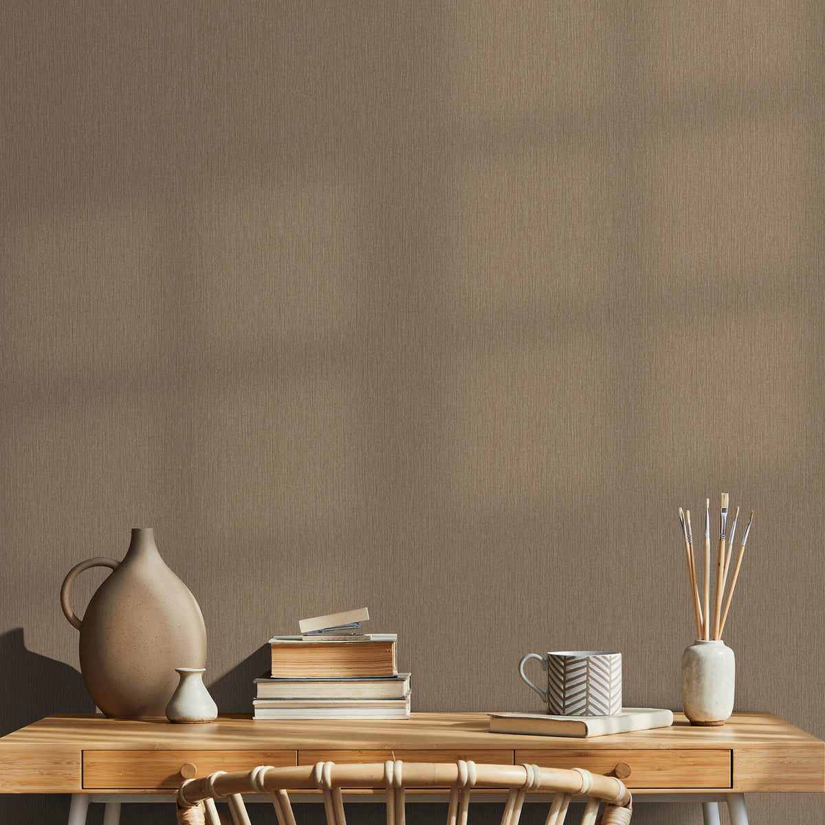 Veer Decor Soft Loom Stria Brown Wallpaper 8413-VRFW-AI4