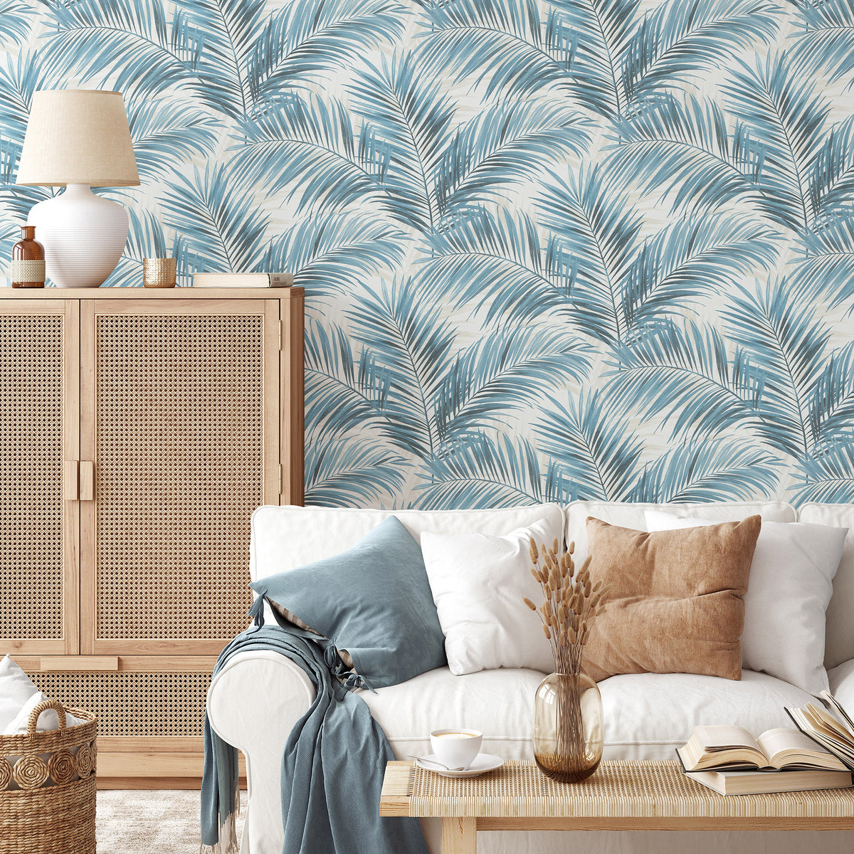 Veer Decor Calvado Palm Blue Wallpaper 8414-VRINC-AC4