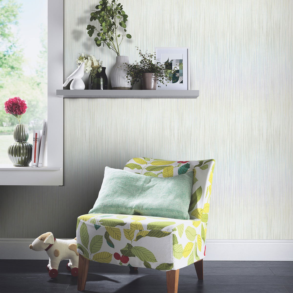 Veer Decor Ravello Raised Stria Green Wallpaper 8414-VRINC-A