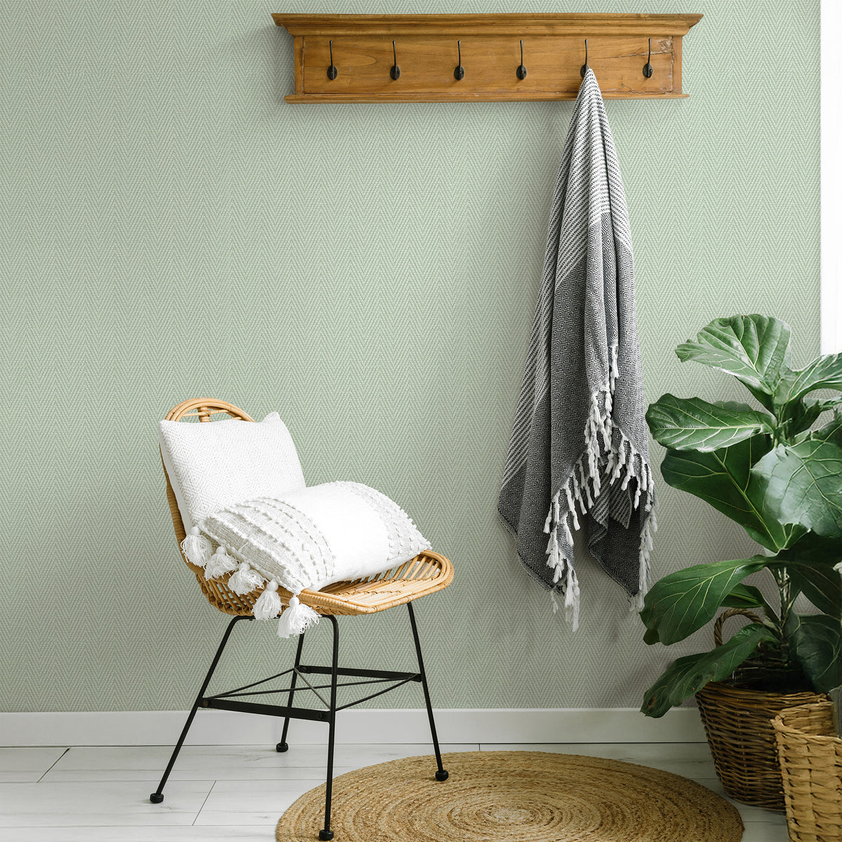Veer Decor Varella Chevron Stripe Green Wallpaper 8414-VRINC