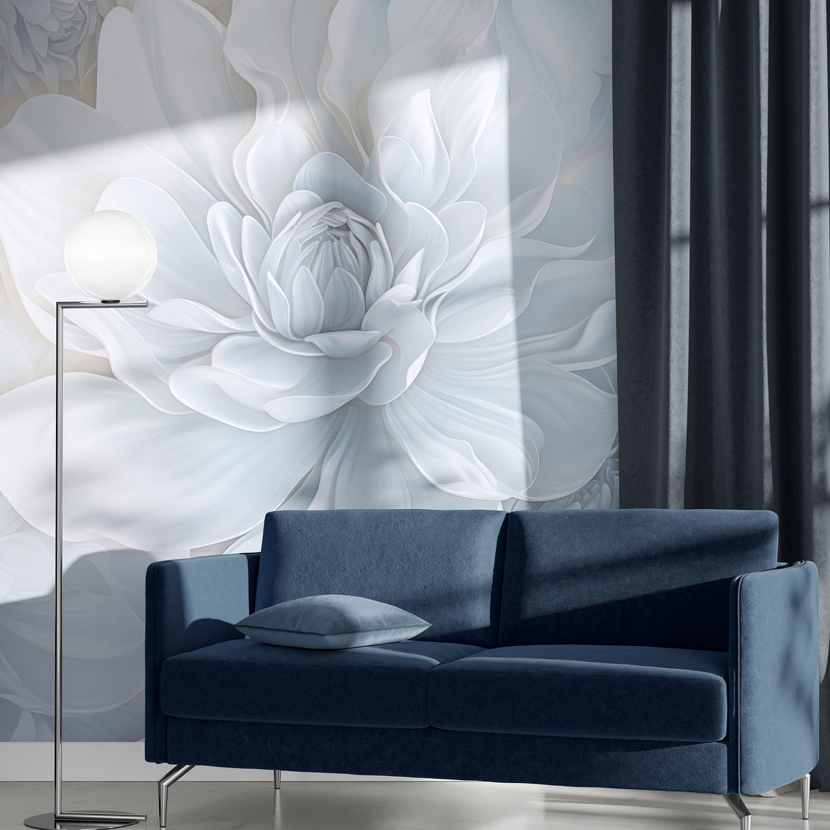 Veer Decor Pale Floral Beauty Grey Wall Mural 8416-VRZM-AC