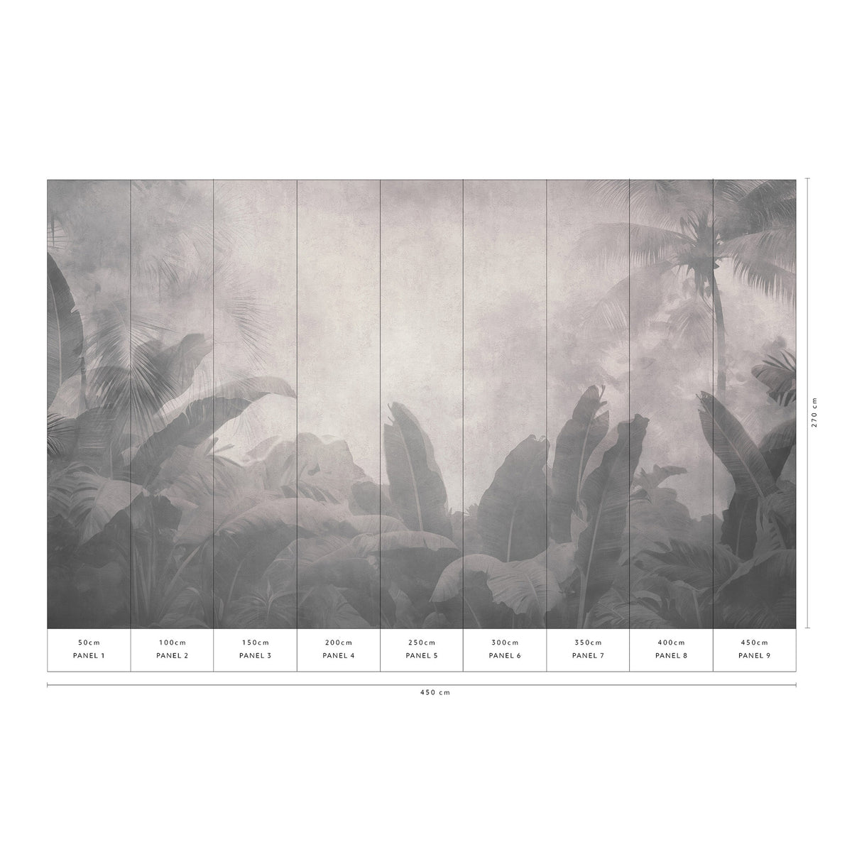 Veer Decor Tropical Haze Grey Wall Mural 8416-VRZM-AK-2