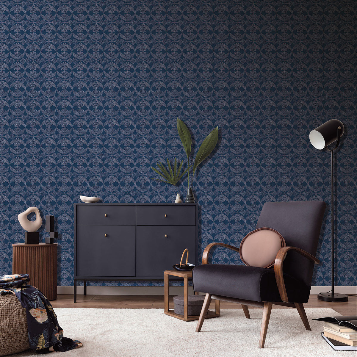 Veer Decor Ornament Navy Wallpaper 8421-ANT-AD3