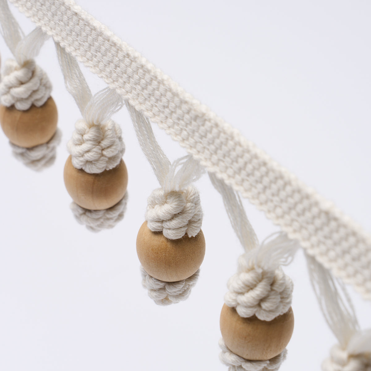 Schumacher 84700 WOODEN BALL FRINGE in IVORY Trim - ASHBURY