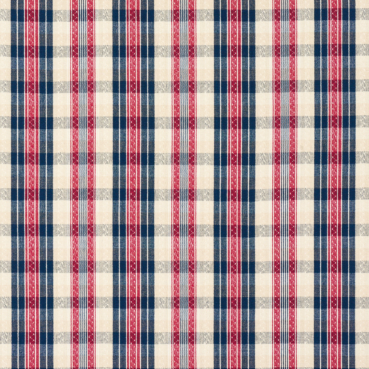 Schumacher 84720 FONDA HAND WOVEN PLAID in ROUGE & NAVY Fabr