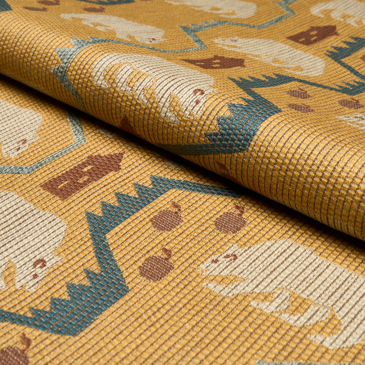 Schumacher 84980 BEAR BRIGADE in OCHRE Fabric - LUXE LODGE