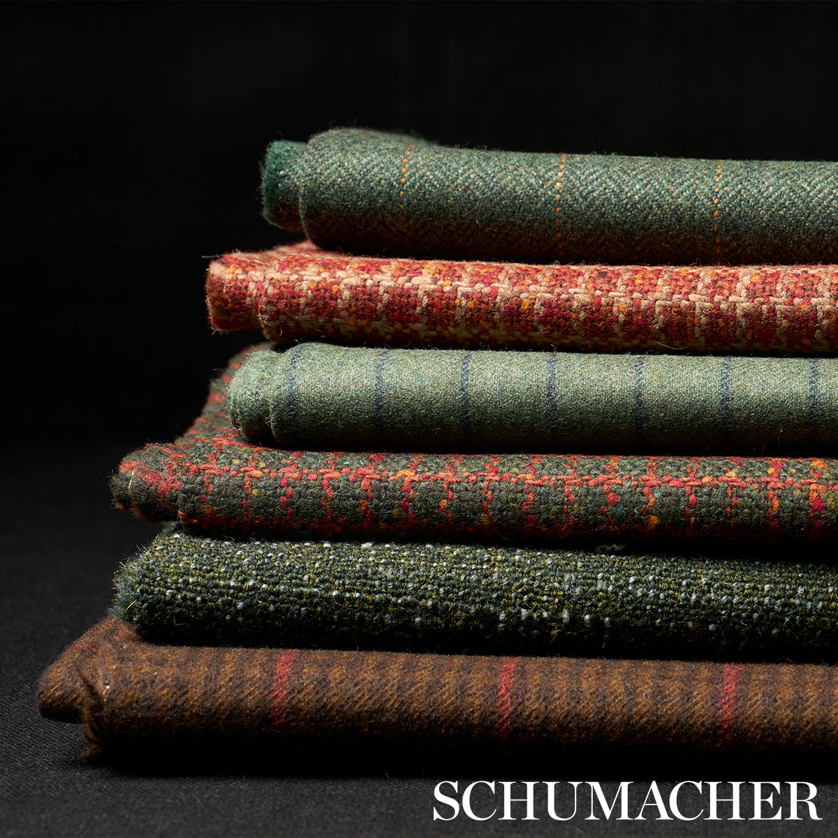 Schumacher 85290 THOMPSON MERINO WINDOWPANE in HUNTER GREEN
