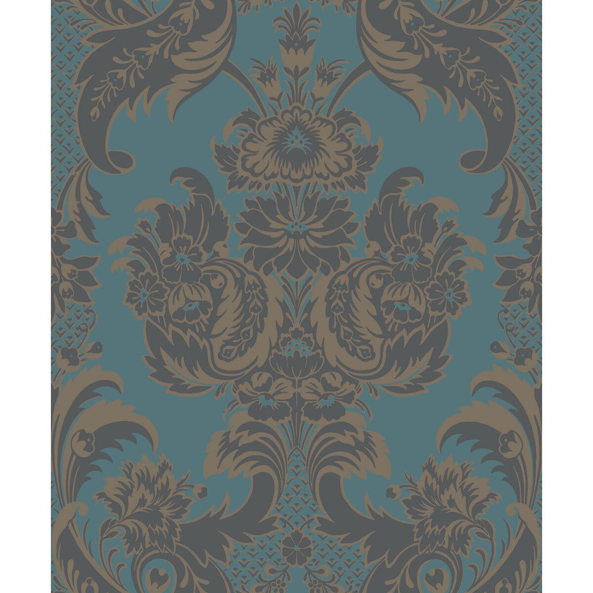 COLE & SON 94/3017.CS.0 WYNDHAM TEAL AND CHARCOAL Wallpaper - Eade's Wallpaper