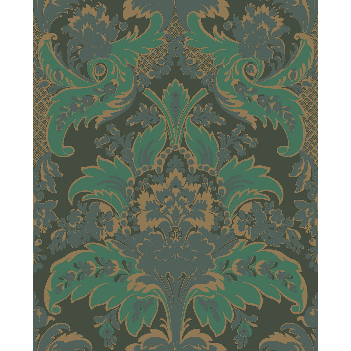 COLE & SON 94/5028.CS.0 ALDWYCH GREEN AND GOLD Wallpaper - Eade's Wallpaper