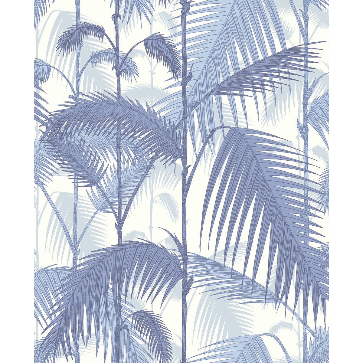 COLE & SON 95/1005.CS.0 PALM JUNGLE BLUES/ WHITE Wallpaper - Eade's Wallpaper