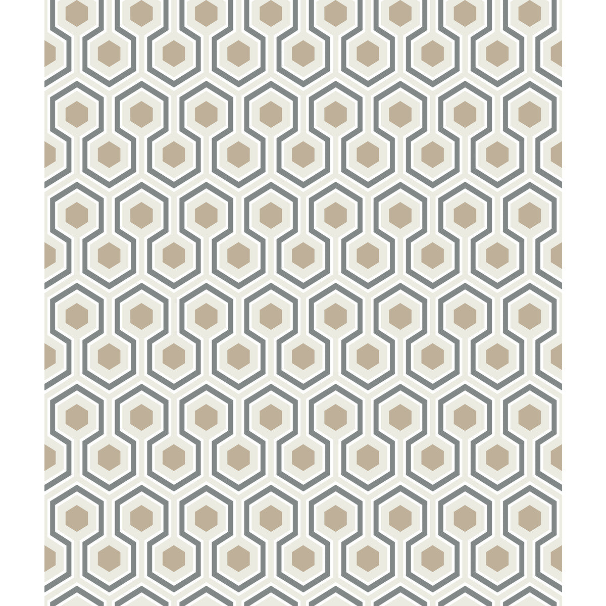COLE & SON 95/3016.CS.0 HICKS HEXAGON GILVER/WT/BK Wallpaper - Eade's Wallpaper