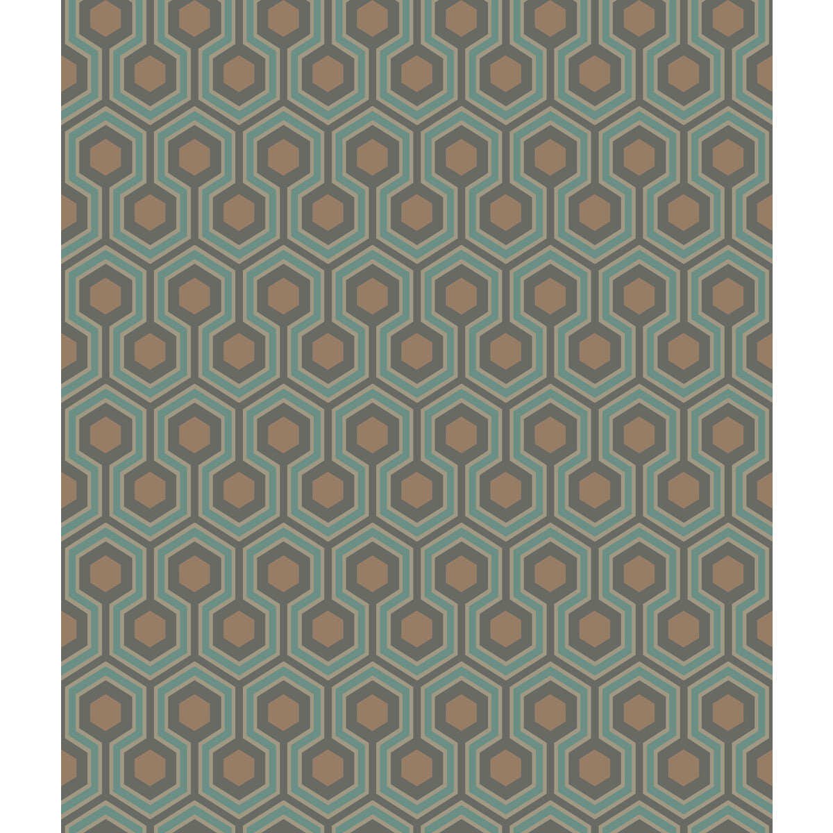 COLE & SON 95/3018.CS.0 HICKS HEXAGON TEAL/GOLD Wallpaper - Eade's Wallpaper