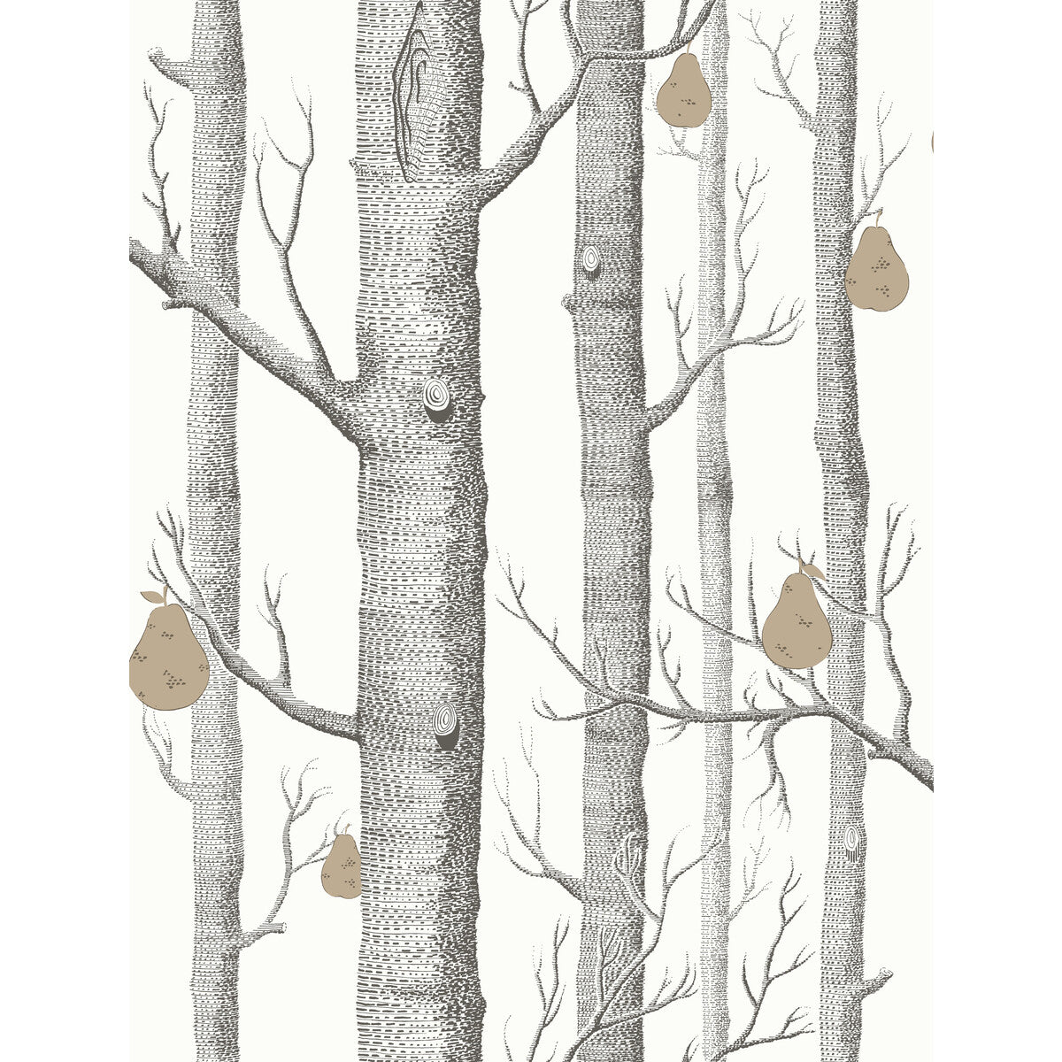 COLE & SON 95/5027.CS.0 WOODS & PEARS BLK/WHT/BRNZ Wallpaper - Eade's Wallpaper