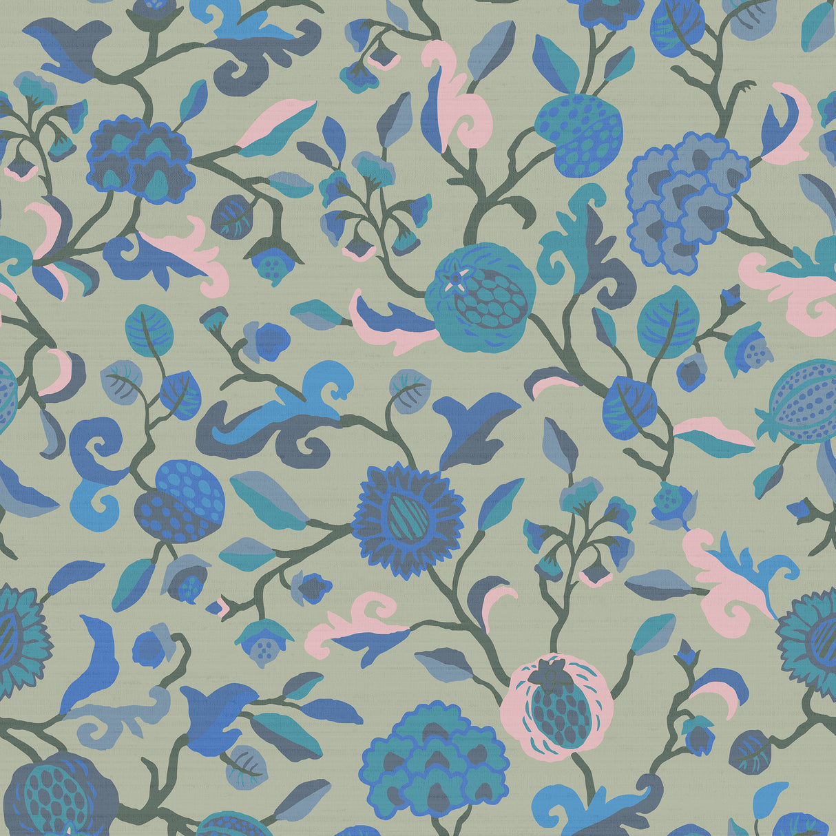 Armani BAYADÈRE 9704 in Blue Wallpaper - Precious Fibers